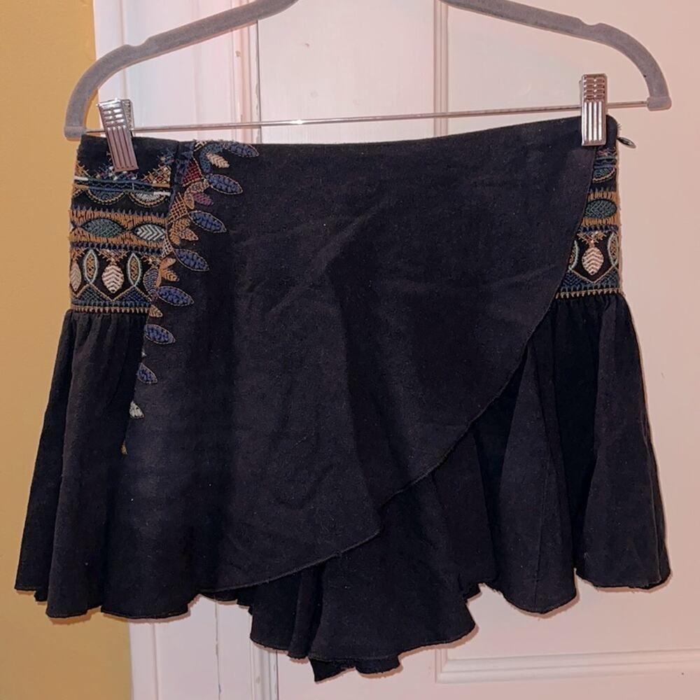 Urban Outfitters Black Skort with Embroidered Accents